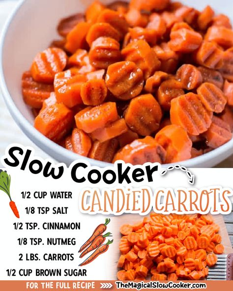 Slow Cooker Candied Carrots are an easy sweet side dish that will go great with your holiday meal! Crockpot Glazed Carrots, Carrots Slow Cooker, Crockpot Veggies, Carrot Recipes Side Dishes, Slow Cooker Candy, Crock Pot Vegetables, Crockpot Side Dishes, Baby Carrot Recipes, Carrots Side Dish