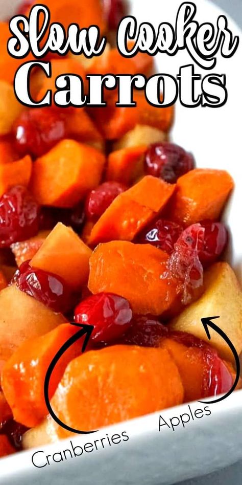 Slow Cooker Carrots, Crockpot Carrots, Carrots Slow Cooker, Carrot Dishes, Carrots Side Dish, Carrots Recipe, Holiday Appetizers Recipes, Cranberry Apple, Easy Side Dish