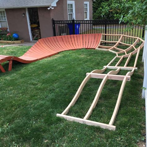 Wooden Pump Tracks . . . . - Page 4 - Pinkbike Forum Diy Backyard Skatepark, Kids Bike Track, Bike Pump Track, Backyard Skatepark, Trail Building, Pump Track, Mini Ramp, Skate Ramp, Skateboard Ramps