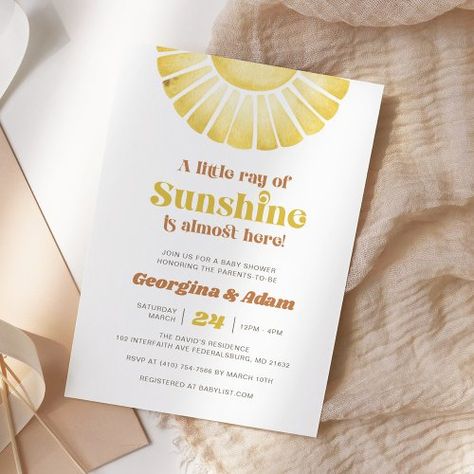 $2.09 | Little Ray of Sunshine Boho Neutral Baby Shower - sunshine theme, whimsical, little ray of sunshine, you are my sunshine, here comes the son, boho, retro, rustic, cute yellow, gender neutral Sunshine Baby Shower Invitations, Boho Sunshine, Here Comes The Son, Sunshine Baby Shower, Baby Lyrics, Sunshine Baby Showers, Gender Neutral Baby Shower Invitations, Boho Baby Shower Invitations, Retro Sun