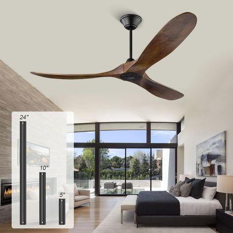 PRICES MAY VARY. 【Modern Large Ceiling Fan No Light】70 inch indoor outdoor ceiling fan has 3 carved solid wood fan blades and integrated in a modern design. Minimalist retro style with airplane propeller shape can be an eye-catching ceiling fan. 【70" Ceiling Fan for All Seasons】3 blade rustic ceiling fan has forward and reverse switch, allows you to change the brown ceiling fan direction seasonally. Summer, downward airflow creates a wind-cooling effect, keeping room cool. Winter, press the reve Low Sloped Ceiling, Ceiling Fan No Light, Fan Direction, Brown Ceiling, Ceiling Fan Direction, Large Ceiling Fan, Wood Ceiling Fan, Carolina Homes, Porch Gazebo