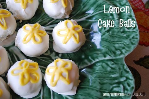 Lemon Cake Balls - your homebased mom Lemon Cake Balls, Balls Dessert, Mother's Day Brunch Menu, Lemon Cake Easy, Cake Ball Recipes, Lemon Buttercream Frosting, Mothers Day Desserts, Cake Ball, Cake Lemon