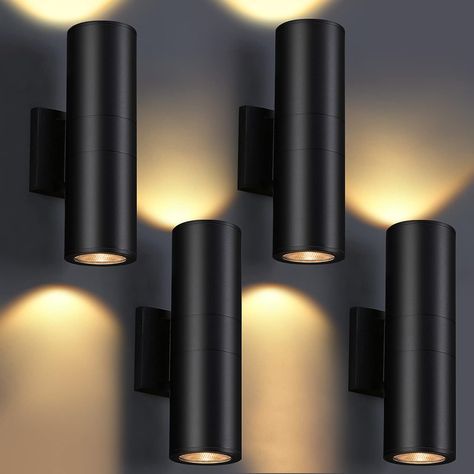 DAKAFUL Outdoor Wall Lights 4Pack, Integrated LED Cylinder Up Down Lights, 12W 2700K Aluminum Exterior Wall Light, Outdoor Light Fixture for Porch Patio Door Outdoor Solar Wall Lights, Outdoor Light Fixture, Outdoor Porch Lights, Wall Light Outdoor, Home Finishes, Outdoor Lighting Design, Up Down Wall Light, Down Lights, House Styling