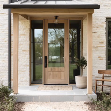 All Glass Back Door, Oak Double Front Doors, Modern Wood Front Doors With Glass Panels, 3/4 Glass Front Door, Organic Modern Front Door, Wood Front Door With Windows, White House Wood Door, All Glass Front Door, Front Doors With Glass Panels