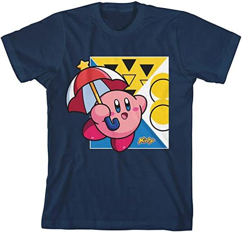 Amazon.com: Kirby Parasol Food Collage Boy's Navy Blue T-Shirt-XS : Clothing, Shoes & Jewelry Mushroom Parasol, Food Collage, Blue Panels, Mens Fashion Simple, Navy Blue T Shirt, Navy Blue Background, Zippered Sweater, Navy Blue Shorts, Pair Of Pants