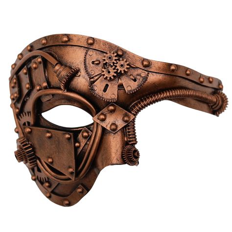 PRICES MAY VARY. Looks Very Expensive: All mechanical parts are precisely stitched and hand-bonded,a lot of detail on mask definitely worth it New Upgraded Version: The design of adjustable elastic band, make sure you no more uncomfortable and slipping mask Cool Looking Steampunk:unique, cyborg, nostalgic and mysterious.Made a perfect addition to your cosplay outfit Comfortable to Wear：The size design is suitable for most adults,let you immediately become the focus of attention in the crowd Cons Steampunk Masquerade Mask, Steampunk Masquerade Outfit, Metal Mask Design, Masquerade Mask Design, Steampunk Masks, Steam Punk Costume, Steampunk Halloween Costumes, Mardi Gras Ball, Carnival Masquerade