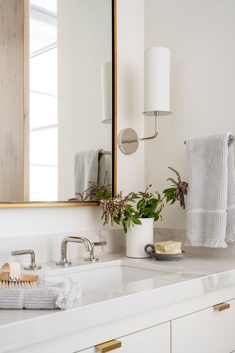 3 Ways to Elevate Your Bath Space Mcgee And Co Bathroom, Mixing Metals In Bathroom, Summer Skincare Products, Studio Mcgee Bathroom, Mcgee Bathroom, Master Bath Mirror, Timeless Home Decor, Make Life Beautiful, Grey Baths