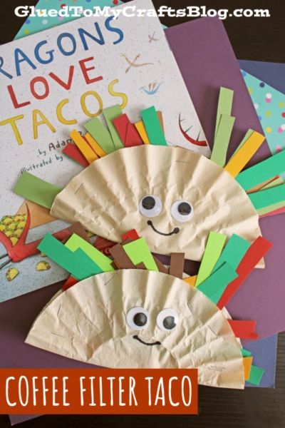 Taco Craft, Taco Crafts, Storytime Crafts, Coffee Filter Crafts, K Crafts, Preschool Projects, Toddler Arts And Crafts, Preschool Arts And Crafts, 5 De Mayo