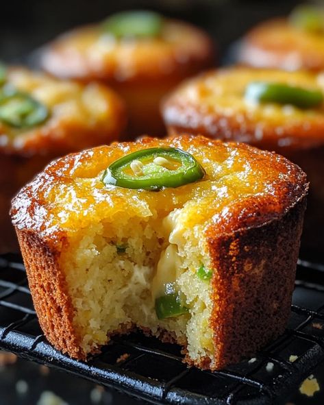 Cheesy Jalapeño Cornbread Muffins - Spicy & Savory Recipe - optimal recipes Cornbread With Jalapenos And Corn, Cornbread Jalapeno Muffins, Quick Savory Bread Recipes, Savory Corn Muffins, Mexican Corn Muffins, Savory Cornbread Muffins, Savory Cupcake Recipes, Jalapeño Cornbread Muffins, Best Corn Muffins