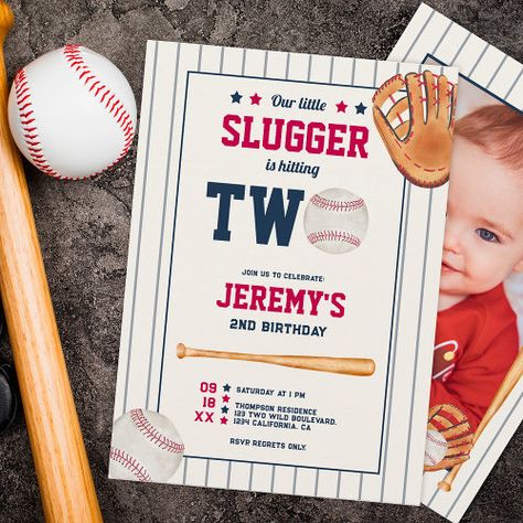 Vintage Rookie Baseball Red Blue 2Nd Birthday Invitation #zazzle #weddinginvitations #birthdayinvitations #babyshowerinvitations #zazzleinvitations #monogram #businesscards #graduation #homedecor Sports 2nd Birthday, Baseball Theme Birthday, Baseball First Birthday, Sports Birthday Invitations, Bat And Ball, 92nd Birthday, Baseball Theme Party, 2nd Birthday Invitations, Baseball Theme