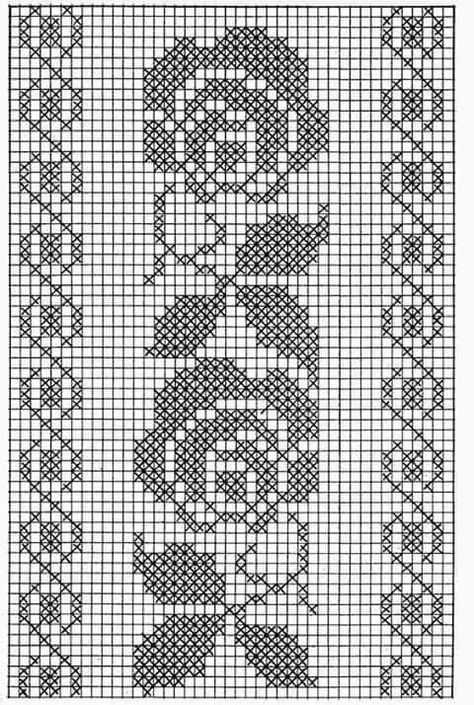 Taplak Meja Crochet, Háčkované Lemy, Crochet Patterns Filet, Filet Crochet Charts, Fillet Crochet, Crochet Curtains, Pola Kristik, Pola Sulam, Crochet Borders