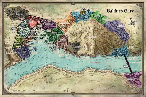 True Baldur's Gate Map Funny Star Wars Memes, Imaginary Maps, Dungeon Master's Guide, Tabletop Rpg Maps, Baldurs Gate, Town Map, Dungeon Maps, D D Maps, Role Playing Games