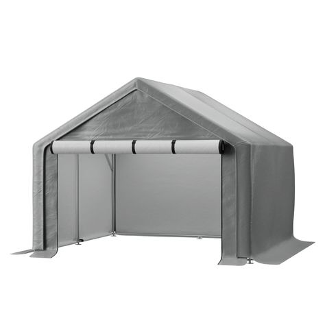 PRICES MAY VARY. Sturdy Construction: The storage shelter is made of galvanized steel, which provides a strong and durable frame that can withstand harsh weather conditions High-Quality Cover: Portable Shed cover is made of 180g PE material, which is waterproof, UV-resistant, anti-snow and tear-resistant. This ensures that your stored items remain protected from the elements Reinforced Poles: The frame of the storage shelter features reinforced poles at the four corners, which provide extra stab Metal Siding Colors, Portable Sheds, Storing Garden Tools, Roof Shapes, Metal Storage Sheds, Grey Storage, Siding Colors, Lure Making, Roll Up Doors