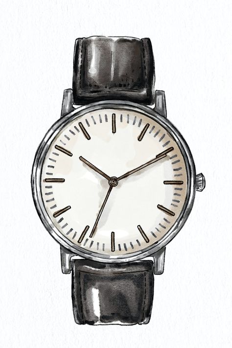 Men's leather wrist watch psd hand drawn fashion sketch | premium image by rawpixel.com / ton Sketches Shoes, Clock Illustration, Watch Sketch, Watch Drawing, Mens Loafers Shoes, Watch Clock, Shoes Illustration, Watch Photo, Fashion Sketch