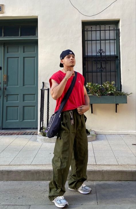 Red And Green Streetwear Outfit, Green And Red Outfit Men, Red And Green Outfit, Christmas Street, Aesthetic Outfits Men, Red Fits, Streetwear Men, Fit Ideas, Green Outfit