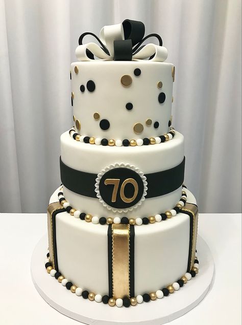 70th Birthday Cake Ideas, 70th Birthday Cake For Women, 70th Birthday Cake For Men, 60th Birthday Cake For Men, Black And Gold Birthday Cake, 75 Birthday Cake, Black And Gold Cake, Cake Design For Men, 90th Birthday Cakes