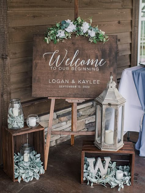 Rustic Wedding Signs Diy, Rustic Wedding Decorations, Wedding Signs Diy, Forever Wedding, Floral Wedding Decorations, Rustic Wedding Signs, Wedding Lanterns, Wedding Entrance, Wooden Wedding