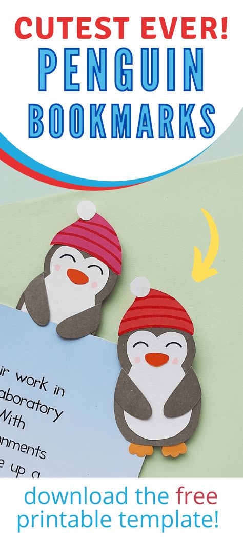 DIY Penguin Bookmark Craft. These adorable Penguin Bookmarks are the cutest penguin craft for kids this winter! Penguin Craft For Kids, Penguin Bookmark, Diy Penguin, Origami Penguin, Penguin Crafts, Penguin Craft, Origami Patterns, Purse Crafts, Bookmark Craft