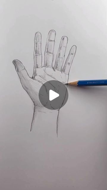 Hand Drawings Step By Step, Hand Drawing For Beginners, A Hand Drawing, Easy Hand Drawings, Drawing Drawing, Hand Drawing, Drawing Lessons, Step By Step Drawing, Step By Step