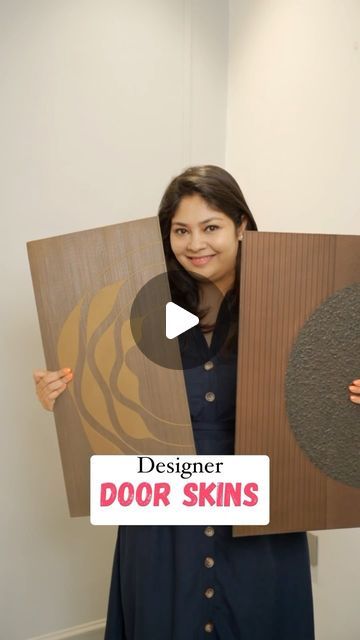 Sonika Khurana Sethi on Instagram: "Found this amazing product called Door Skins at @evolveindia   These are just like wall panels, but for doors!  You can clad them onto any new or old door and will have a stunning entrance ready in no time.   My top reasons why you should use them: ✨Unique handcrafted designs ✨Quick and easy installation ✨Perfect for adding an artistic touch without any hassles  Comment below to get more details. . . . . . #doorskin #doors #doordesign #homedesign #luxuryinteriors #luxuryhomes #coloraza #evolve   (Door skins, door designs, interior design)" Entrance Wall Panelling Design, Unique Bathroom Doors, Door Skins Designs, Tiles Ideas, Door Designs, Unique Bathroom, Bathroom Tiles, Bathroom Doors, Old Door