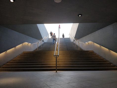 undergriund exit metro subway stairs light inside outside Subway Stairs, Stairs Light, Stairs Lighting, Landscape Reference, Metro Subway, Urban Landscape Design, Team 2, Stair Lighting, Public Building