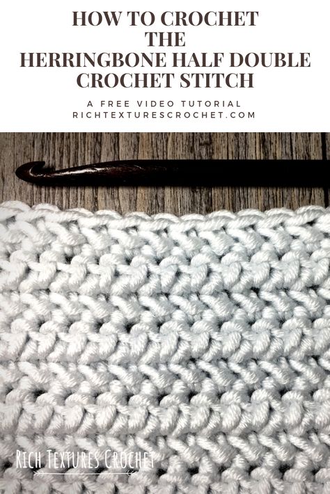 Learn how to crochet the herringbone half double crochet Stitch with this free video tutorial. Herringbone Half Double Crochet Stitch, Herringbone Half Double Crochet, Crochet Herringbone, Herringbone Stitch Tutorial, Crocheting Tips, Double Herringbone, Friends Crochet, Herringbone Blanket, Half Double Crochet Stitch