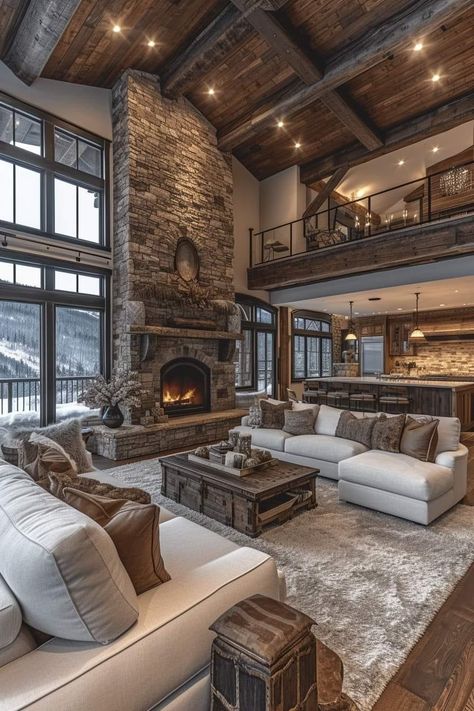 Large Couch Living Room, Mountain Home Interiors, Barn House Interior, Chalet Interior, Barn Style House Plans, Dream Life House, Barn Style House, Luxury Homes Dream Houses, Flagstaff