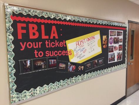 Fbla Bulletin Board High Schools, Accounting Bulletin Board Ideas, Fbla Bulletin Board, Business Education Classroom, High School Bulletin Boards, Vision 2024, Bulletin Board Ideas, Fundraising Ideas, Business Education