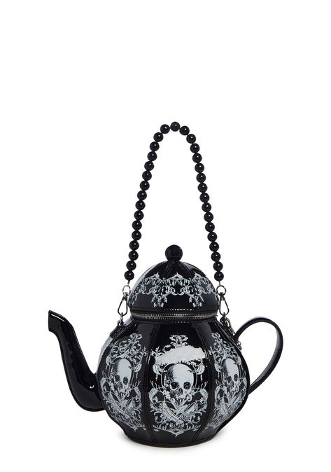 Widow Teapot Crossbody Bag-Black Gothic Purse, Pop Bag, Gothic Bag, Novelty Purses, Goth Accessories, Unique Handbags, Purse Styles, Black Doll, Mini Purse