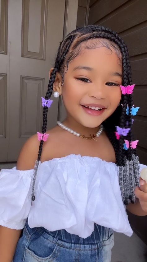 Cute Christmas Hairstyles For Kids Black, Baby Doll Hairstyles, Toddler Box Braids, Cute Braided Hairstyles For Kids, Amerie Rose, Cute Hairstyles For Black Kids, Black Kids Braids, Infinity Skirt, Kids Braids Hairstyles