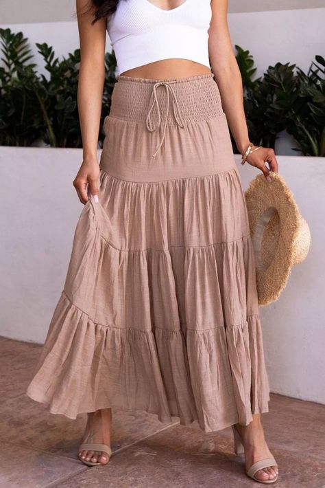 US$ 13.69 Drop-shipping Pink Smocked High Waist Tiered Maxi Skirt for Women Tiered Maxi Skirt, Women Pink, Cute Summer Dresses, Lazy Days, Dress Size Chart, Dress Size Chart Women, Club Dresses, Denim Fabric, Affordable Fashion