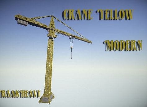 Crane Yellow Modern Minecraft Project Minecraft Crane Ideas, Crane In Minecraft, Minecraft Crane, Minecraft Car, Modern House Minecraft, Modern Minecraft, Yellow Crane Tower, Crane Construction, Tower Crane