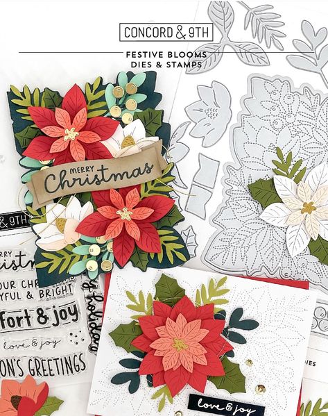 Stash Ideas, Spellbinders Dies, Poinsettia Cards, Invite Ideas, Jennifer Mcguire, Christmas Card Inspiration, Concord And 9th, Design Cards, Xmas Card