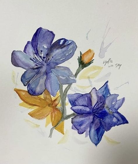 Watercolor Flowers, Stray Kids, Flowers, On Instagram, Blue, Instagram, Watercolour Flowers