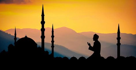 silhouette of man praying on temple, ramadan, masjid, islamic HD wallpaper Islam In Hindi, Man Praying, Ramadan Wishes, Islamic Calendar, Pillars Of Islam, Sunset Background, Islamic Wallpaper, Best Sites, Iftar