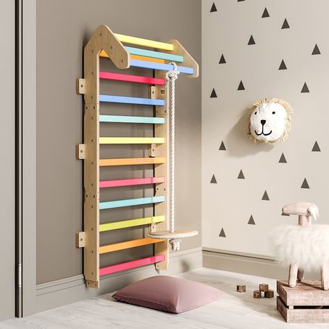 Montessori Climber for Kids. Swedish Ladder. Indoor - Etsy Canada Physical Education Lessons, Wall Mounted Bar, Pikler Triangle, Pull Up Bar, Climbing Wall, Indoor Playground, Modular System, Wall Bar, Outdoor Bar