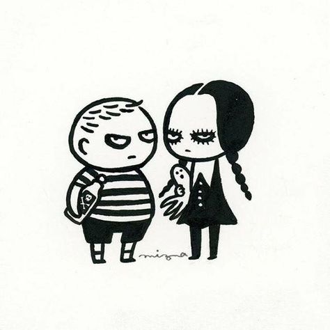 Tattoo Ideas Black And White, Tattoo Ideas Black, Images Pop Art, Adams Family, Desenho Tattoo, Painting Designs, Addams Family, Wednesday Addams, 로고 디자인