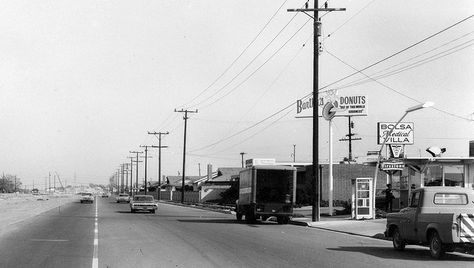 6500 block, Bolsa Ave., Huntington Beach/Westminster border, 1964 by Orange County Archives, via Flickr Westminster California, Bullhead City, Ca History, Line Photo, California Vacation, Vintage Los Angeles, Orange County California, Surf City, Vintage California