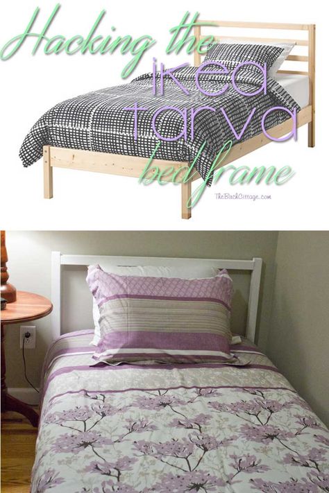 The Birch cottage shares Hacking the Ikea Tarva Bed Frame. Turning an ordinary Ikea Tarva bed frame into a shabby chalk painted bed. Ikea Tarva Bed Frame, Tarva Bed Frame Hack, Chalk Painted Bed, Tarva Bed Frame, Bed Frame Hack, Tarva Bed, Chalk Paint Bed, Tarva Ikea, Diy Upholstered Bed