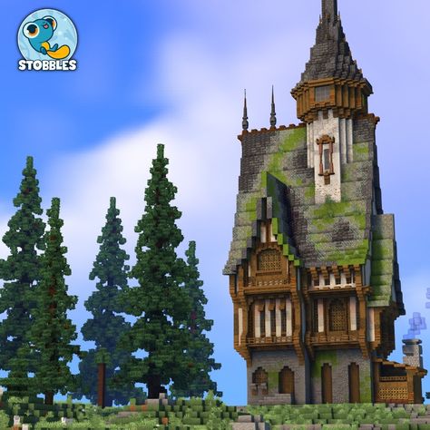 Fantasy House Minecraft Tutorial, Minecraft Guild Hall, Mid Evil Minecraft, Minecraft Cartographer House, Medevil Minecraft Houses, Minecraft Village Ideas Buildings, Fantasy Minecraft House, Minecraft Church, Village Minecraft