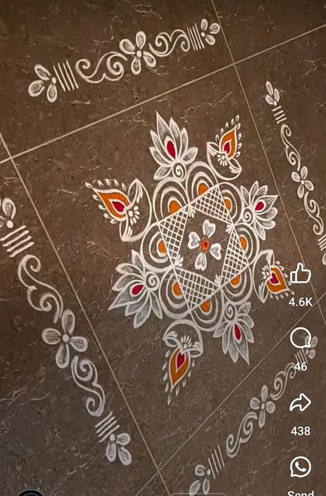 Mugullu Rangoli Designs, Muggulu Design Simple, Best Rangoli Designs, Diwali Kolam, Daily Muggulu, Pattern Design Drawing, Easy Rangoli Designs Videos, Border Rangoli, Very Easy Rangoli Designs