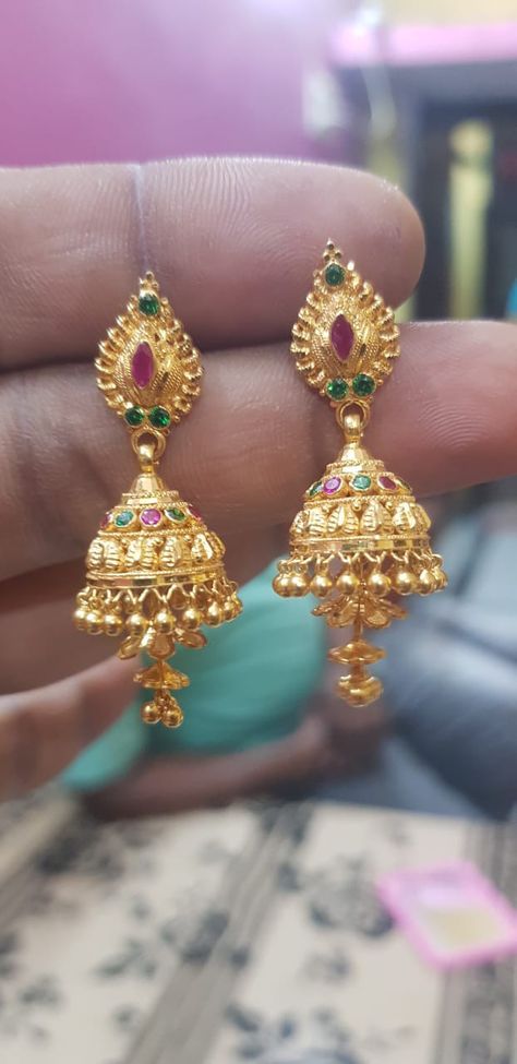 8grams Gold Earrings Buttalu, Butallu Designs Gold Latest, Jumkha Earrings Gold, Kammalu Buttalu, Buttalu Earrings Gold, Gold Buttalu, Bridal Foot Jewelry, Gold Earrings For Kids, Simple Gold Earrings