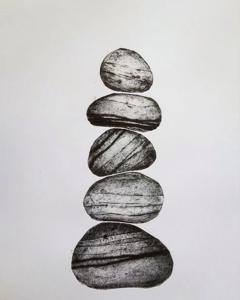 Stacked Stones Tattoo, Linocut Rocks, Stacked Rocks Tattoo, Rock Stack Tattoo, Stone Drawing Rocks, Cairn Drawing, Rocks Tattoo Stone, Pebble Tattoo, Rock Tattoo Nature