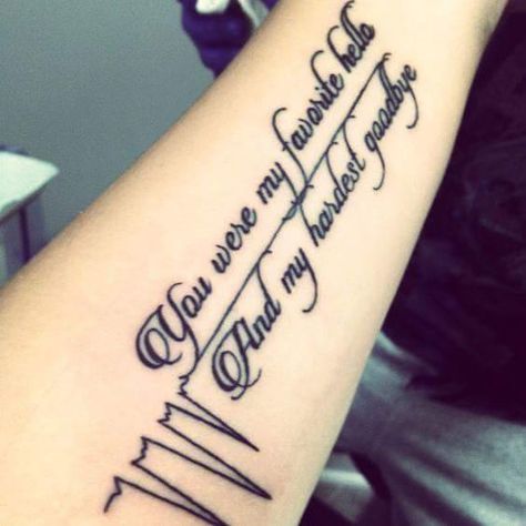 You were my favorite hello and my hardest goodbye Grandma Tattoos, Rip Tattoo, Happiness Tattoo, Heartbeat Tattoo, Petit Tattoo, Remembrance Tattoos, Tattoo For Son, Disney Tattoo, Inspiration Tattoos