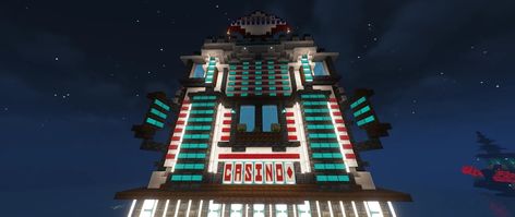 Minecraft Building Ideas Casino, Minecraft Hermitcraft Builds, Minecraft Casino Building, Minecraft Casino Ideas, Hermitcraft Builds, Minecraft Casino, Minecraft Cyberpunk, Minecraft Bases, Mega Base