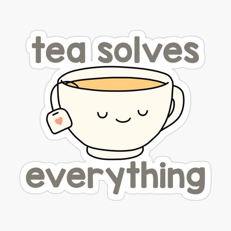 Tea Lover Sticker, Tea Cup Sticker, Tea Stickers Printable, Tea Captions, Tea Doodle, Tea Quotes Funny, Tea Drawing, Tea Clipart, Tea Stickers