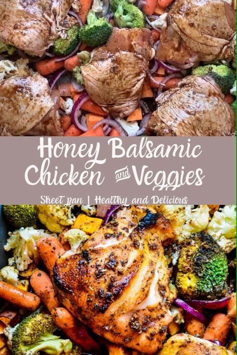 Chicken Veggie Bake, Sheet Pan Balsamic Chicken, Potato Sheet Pan Dinner, Sheet Pan Chicken And Veggies, Parmesan Crusted Steak, Potato Sheet Pan, Pan Chicken And Veggies, Crusted Steak, Veggie Bake