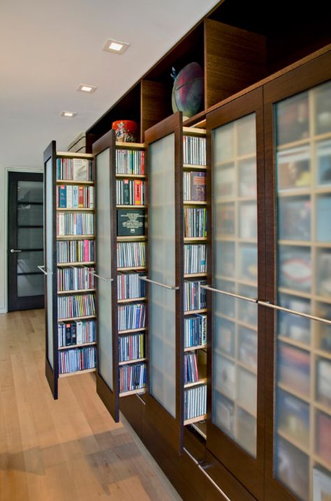 Spectacular Pima Canyon Residence in the Arizona Desert Organizing Dvds, Family Room Storage, Contemporary Closet, Diy Space, Dream Library, Dvd Storage, Home Libraries, Book Storage, Library Design