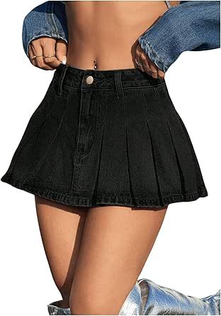 Pleated Denim Mini Skirt, Pleated Denim Skirt, Mini Jean Skirt, Acubi Fashion, Pleated Denim, Skater Skirts, Inspo Outfit, Micro Mini, Cute Skirts