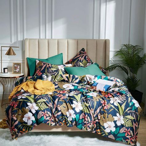 Amazon.com: mixinni Botanical Floral Duvet Cover Set Queen Vibrant Flower Tree Leaves Garden Pattern Printed 100% Cotton Bedding Set with Zipper Closure for Women and Men, Ultra Soft, Breathable,Easy Care : Home & Kitchen Fluffy Comforter, Colorful Comforter, Cotton Bedding Set, King Size Comforters, Fluffy Bedding, Floral Comforter, Flower Bedding, Garden Pattern, Flower Tree